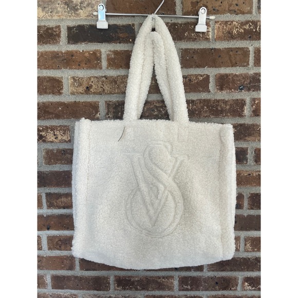 Victoria's Secret Handbags - Victoria's Secret Ivory Sherpa Tote Bag